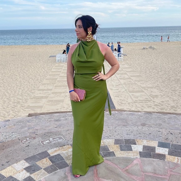 ASOS Dresses & Skirts - Viral ASOS satin cowl back maxi dress in olive, US 8